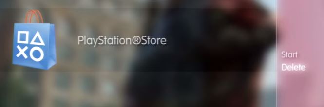 PlayStation Store with Delete selected. Screenshot.