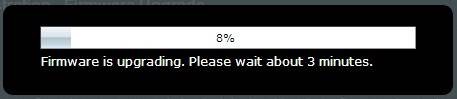 Firmware upgrade progress bar. Screenshot.