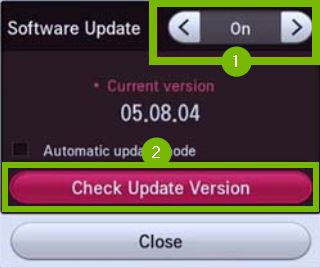 Software Update enable and check options highlighted.