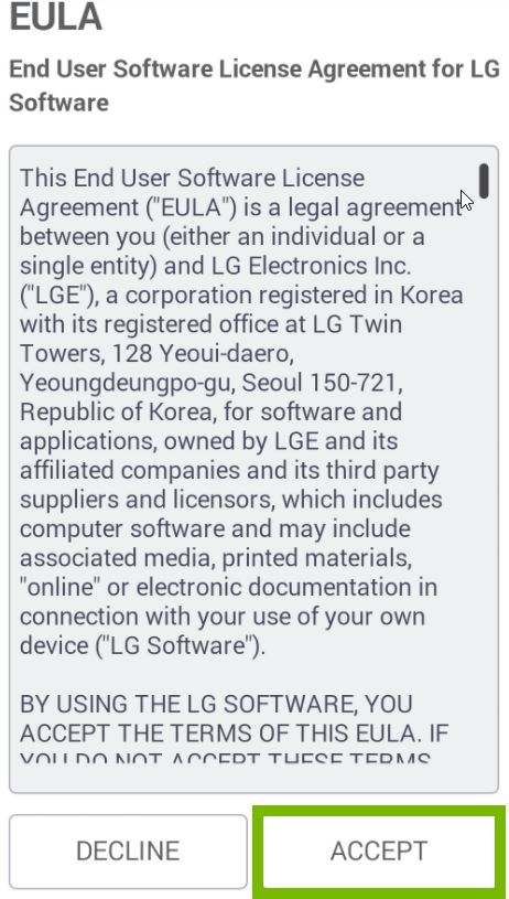 End User Software License Agreement with Accept selected. Screenshot.