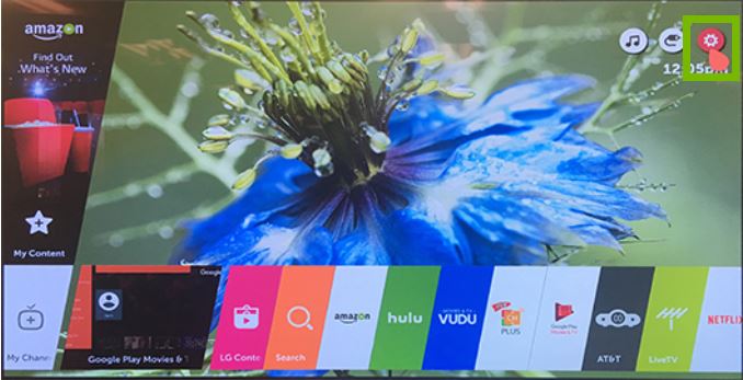 Home screen with Settings selected. Screenshot.