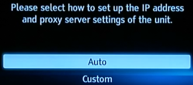 IP address allocation method selection screen