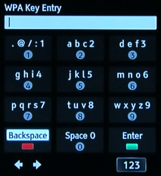 Wireless key entry screen