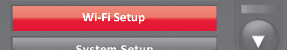 Wi-Fi Setup option highlighted on thermostat display.