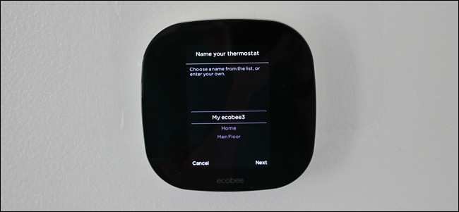 Name entry screen in thermostat setup.