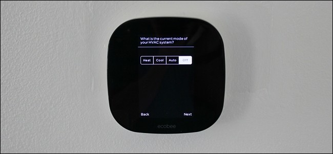 HVAC mode selection screen in thermostat setup.