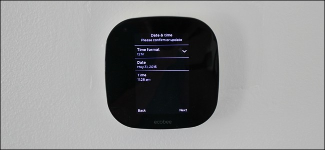 Time and date setup screen in thermostat setup.