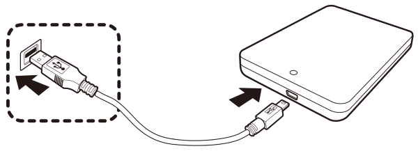 USB drive plugged directly into device.