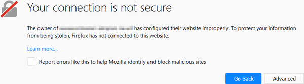 Firefox security warning.