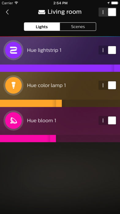 Hue room screen