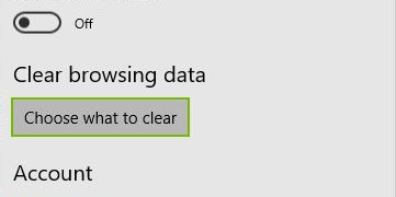Choose what to clear button highlighted