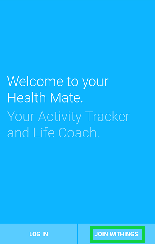 Join Withings highlighted on intro page