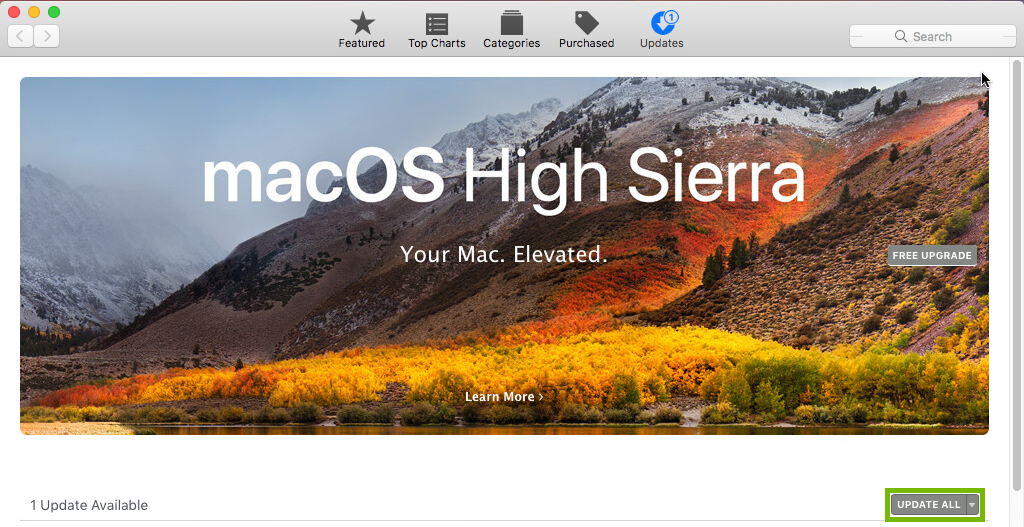app store updates with update all highlighted