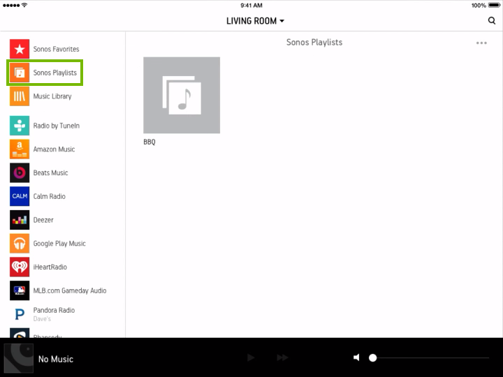 Playlists in Sonos Controller for mobile devices