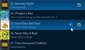 Track selection and dropdown symbol placement in Sonos Controller for computers