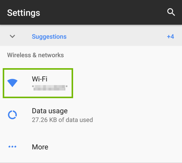 Settings with Wi-Fi highlighted.