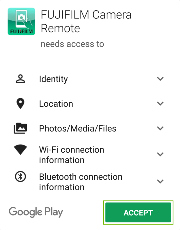 extra permissions requested by app during install with accept highlighted