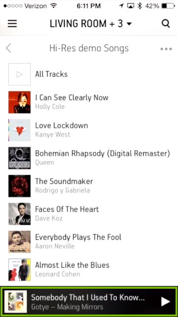 Bottom bar in Sonos Controller highlighted