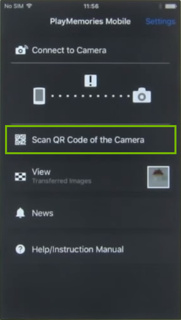 App screen with QR code scan option highlighted.