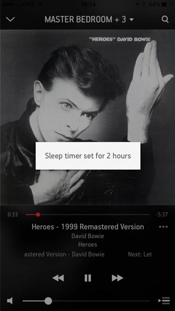 Confirmation screen after setting the sleep timer
