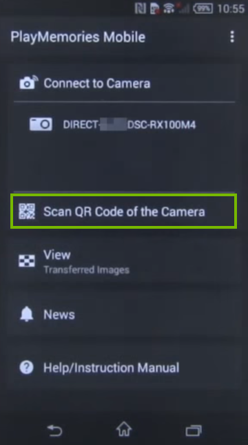 Phone screen with option highlighted