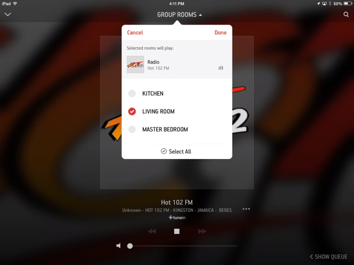 Speaker grouping on Sonos Controller for mobile devices