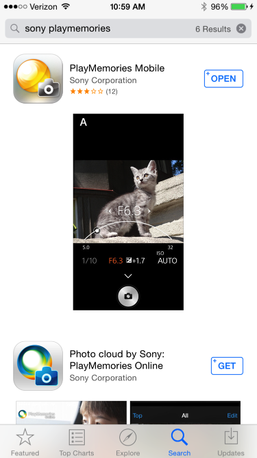 App Store search results.