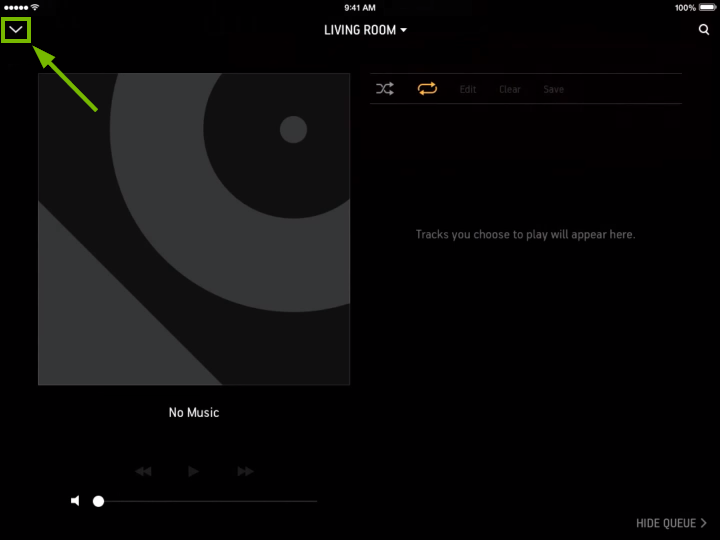 Placement of dropdown symbol to return to main screen