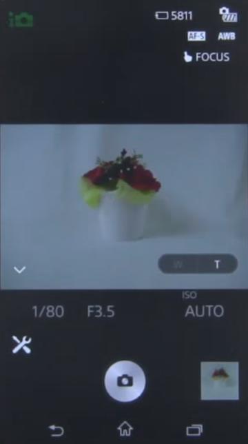 Camera screen showing remote view