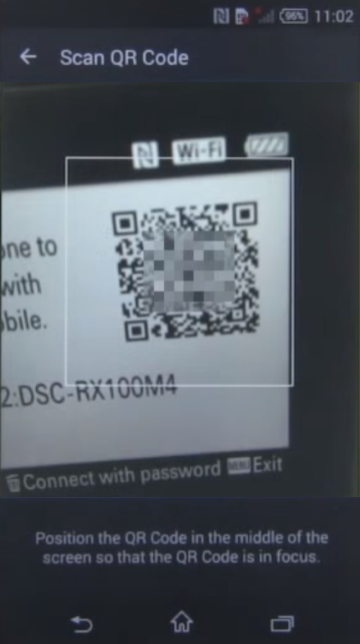 Phone screen showing QR code scan