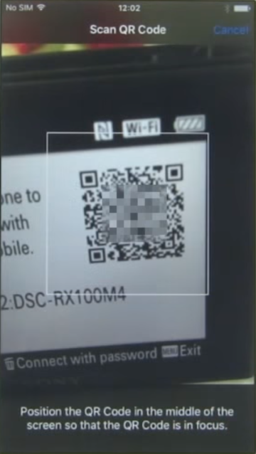 App screen showing QR code scan.