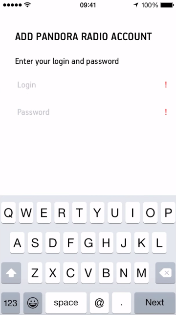 Logging into music service account