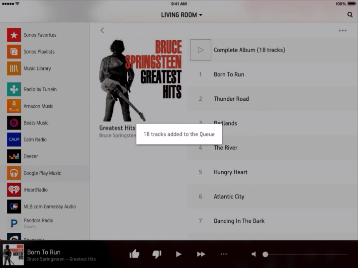 Confirmation screen when adding tracks to queue