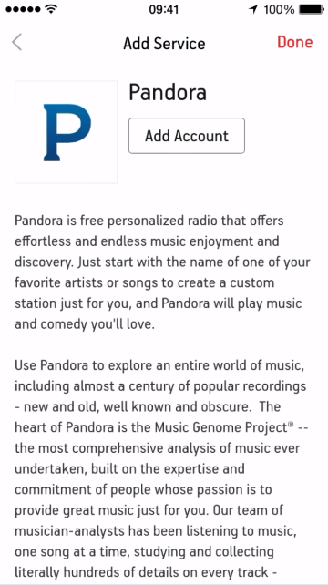 Adding music service in Sonos Controller for mobile devices