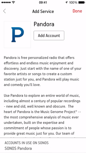 Finishing up or adding another account for music service
