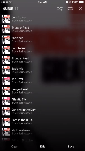 Queue listing in Sonos Controller for mobile devices on smartphone