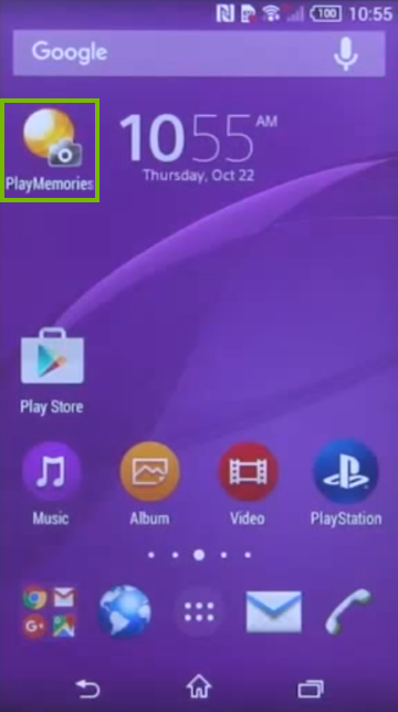 Phone screen with mobile app highlighted