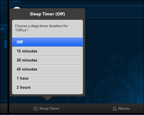 Sleep timer duration selection screen on computers