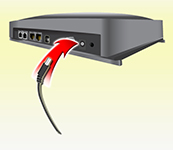 diagram of plugging a the power cable into a router