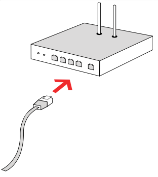 diagram of an ethernet cable being plugged into a router