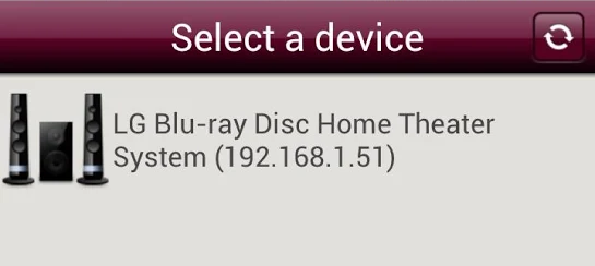 Device selection screen.
