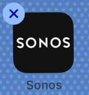 Screenshot of the Sonos icon with the delete icon in the corner