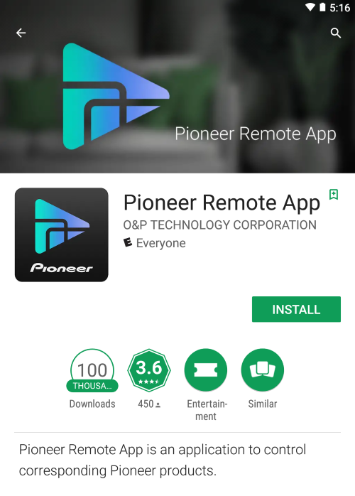 Pioneer Remote App landing page.