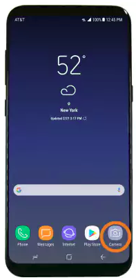 Smartphone with camera icon selected.