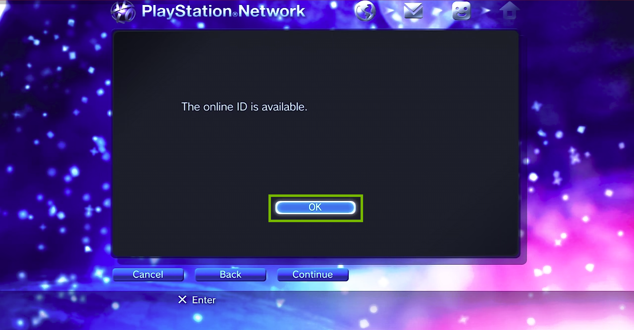 If successful, OK button selected. Screenshot.