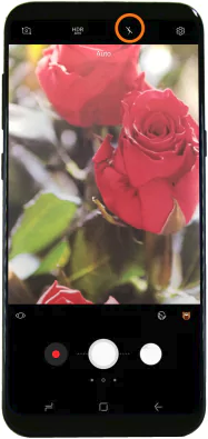 Camera app flash toggle button.