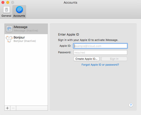 Accounts screen with Accounts selected. Screenshot.