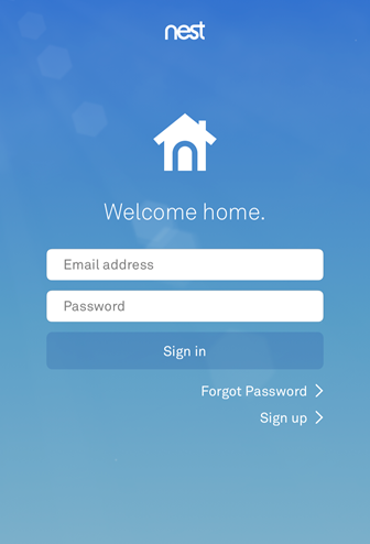 Mobile app sign in screen