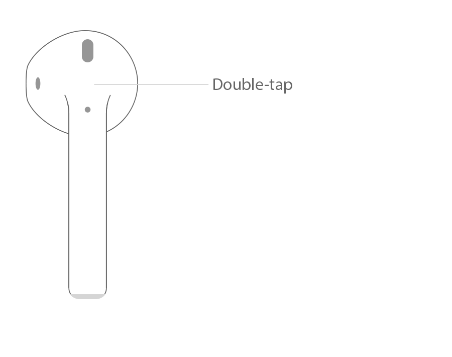 Double tapping an Apple AirPod. Illustration.