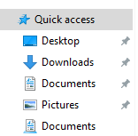 Windows 10 explorer left corner menu